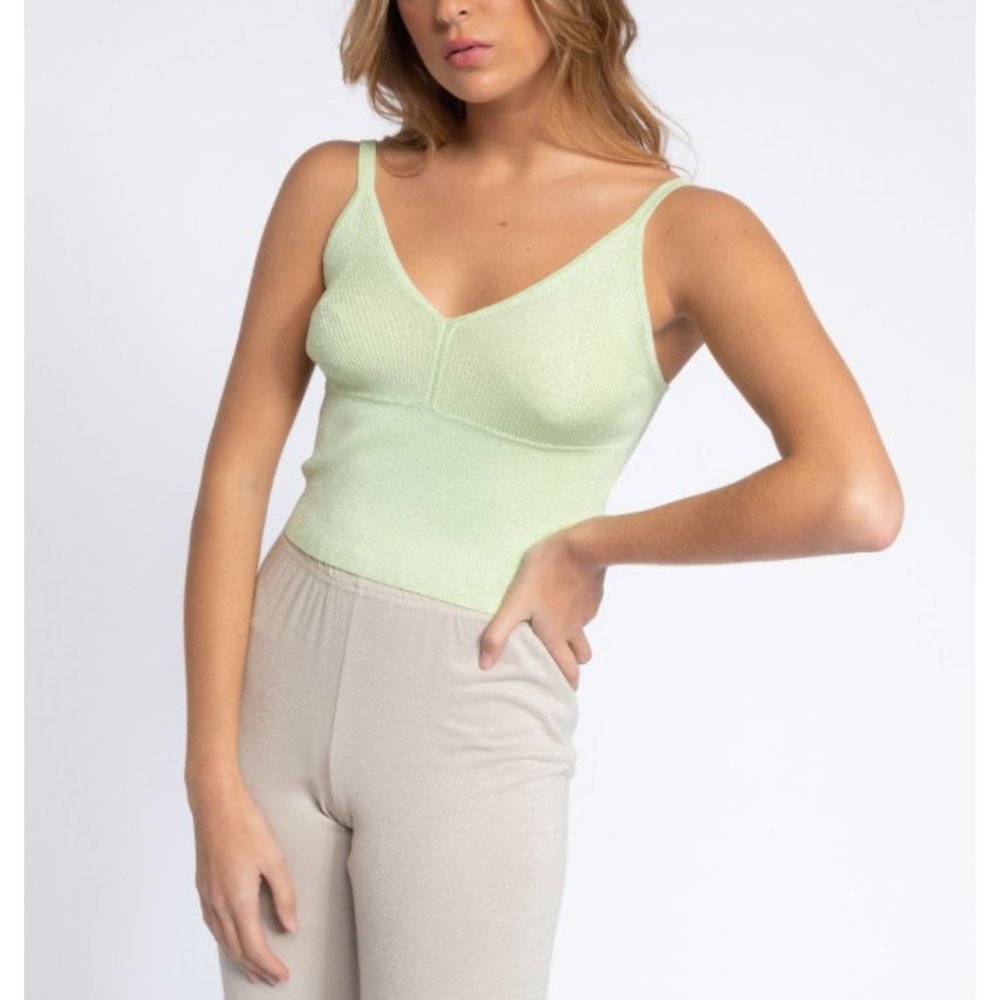 🏷️NWT SMF Knit Top w/ Lurex In Lime - Size Medium
